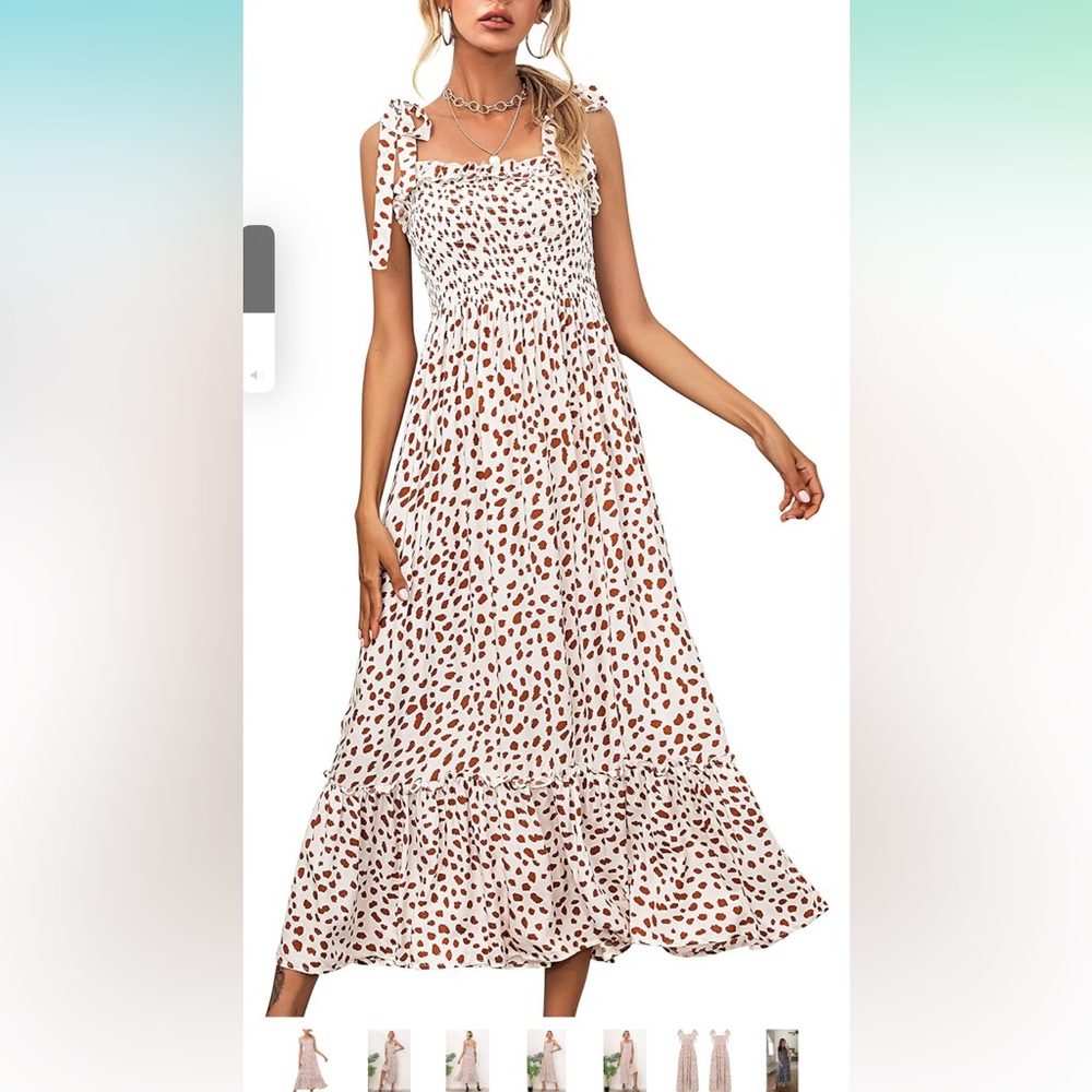Women’s Sundress, Polka Dot/Ruffle Cotton Dress - Picture 1 of 4